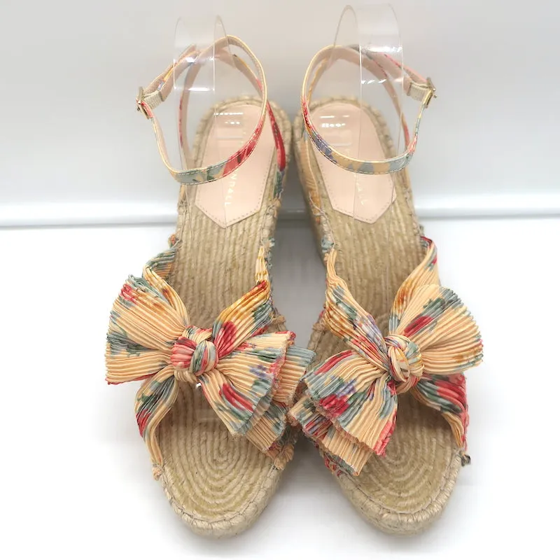 Loeffler Randall Charley Blumenmuster Knoten Espadrille Keil Sandalen Größe 10.5 NEU