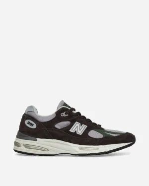 Hergestellt in UK 991v2 Sneakers Lakritz / Lavendelgrau / Douglasie
