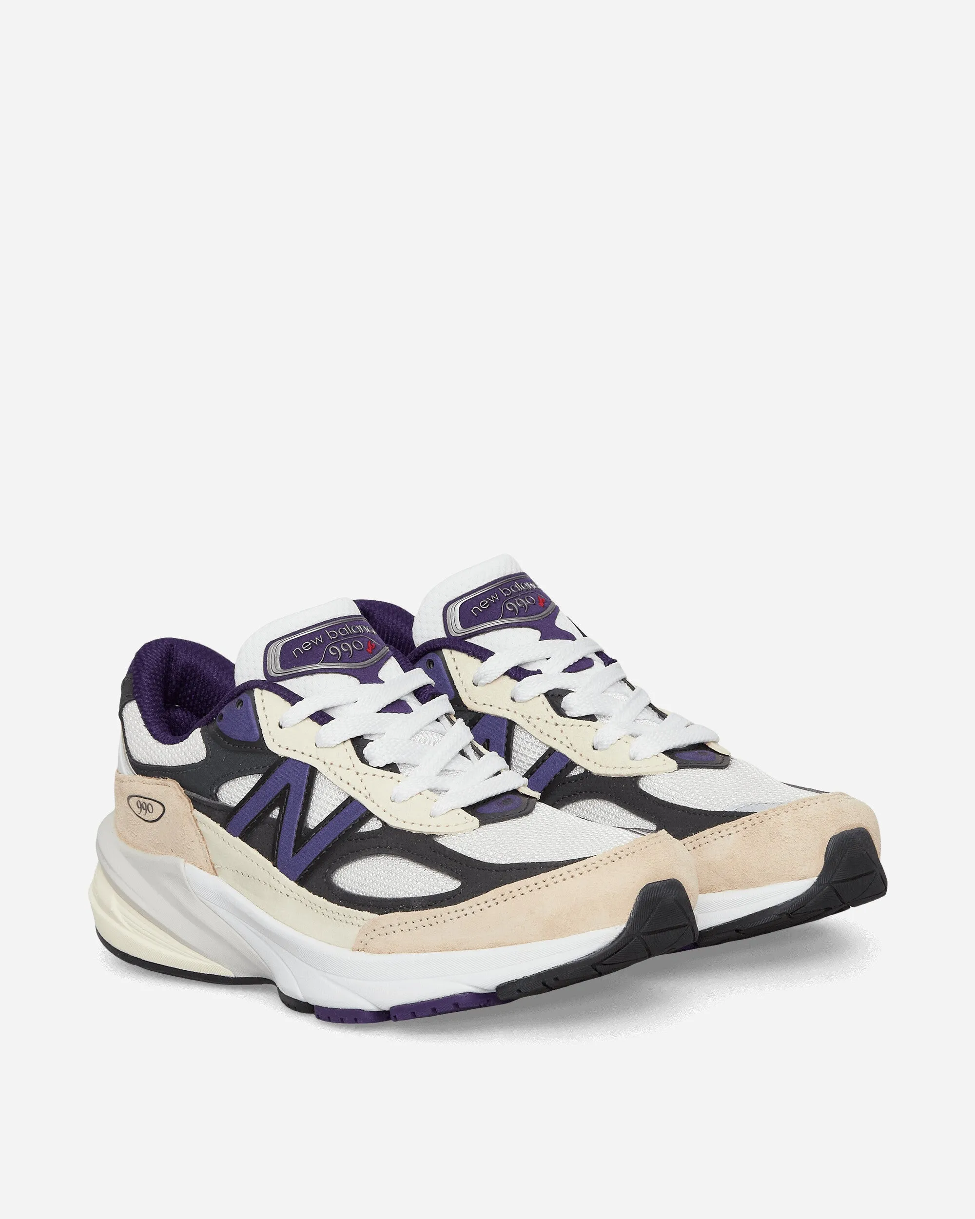 In den USA hergestellte 990v6 Sneakers Weiß / Schwarz Pflaume / Phantom