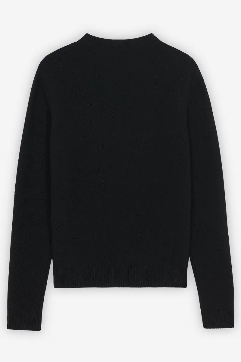 Maison Kitsuné Übergroßer Fuchs-Kopf-Jacquard-Pullover Schwarz