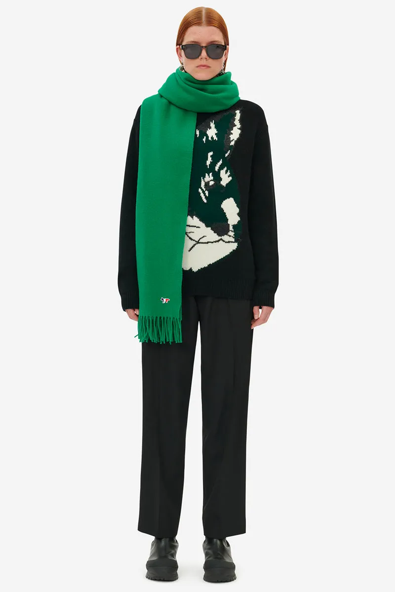 Maison Kitsuné Übergroßer Fuchs-Kopf-Jacquard-Pullover Schwarz