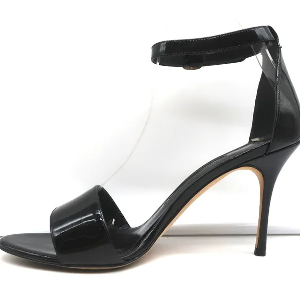 Manolo Blahnik Tres Riemchensandalen Schwarz Lackleder Größe 39