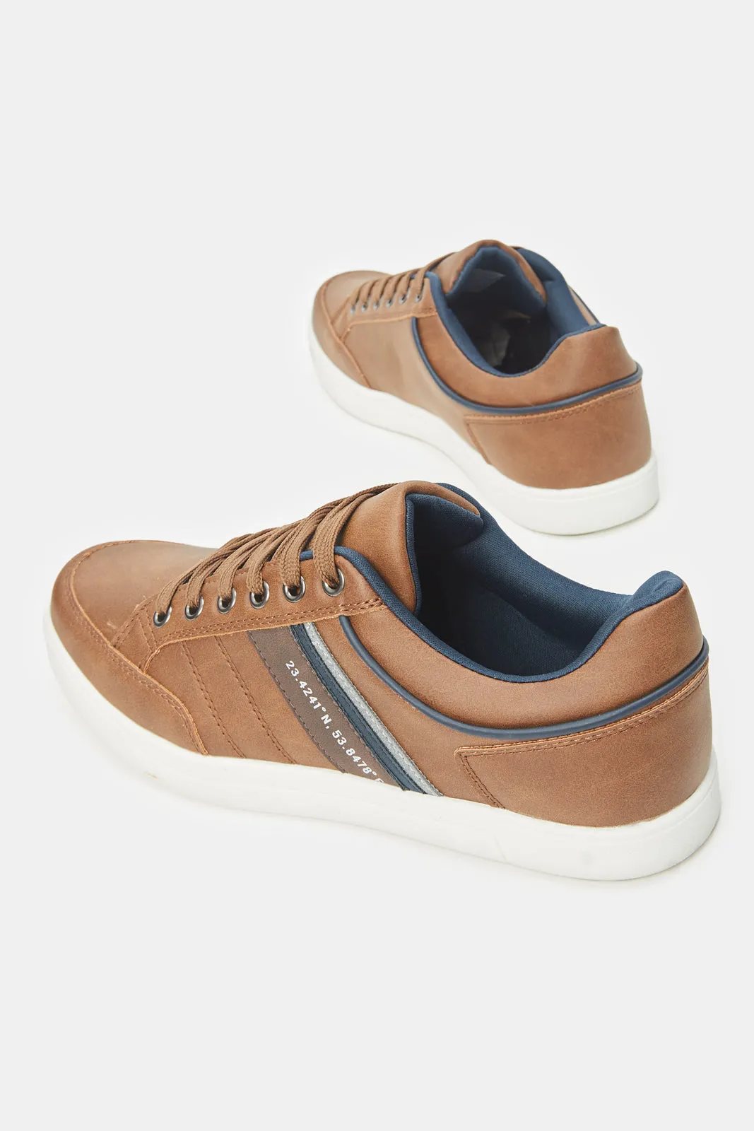 Herren Braune Gestreifte Sneakers