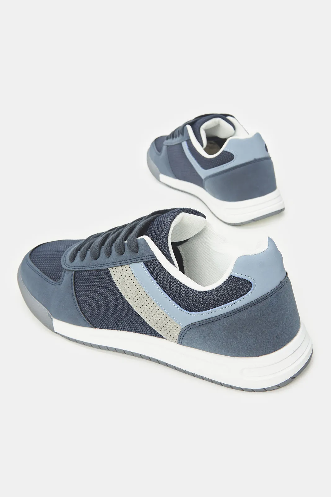 Herren Navy Material Block Sneakers