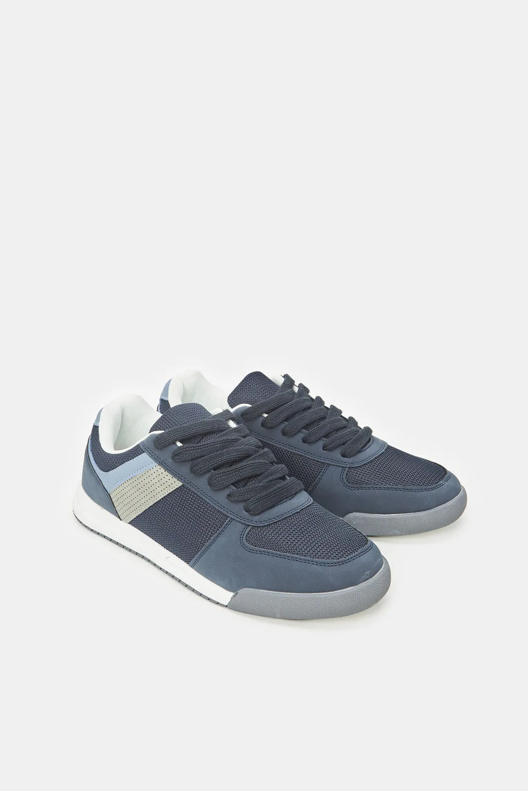 Herren Navy Material Block Sneakers