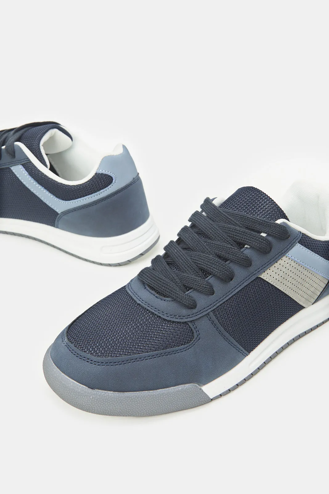 Herren Navy Material Block Sneakers