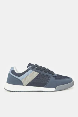Herren Navy Material Block Sneakers