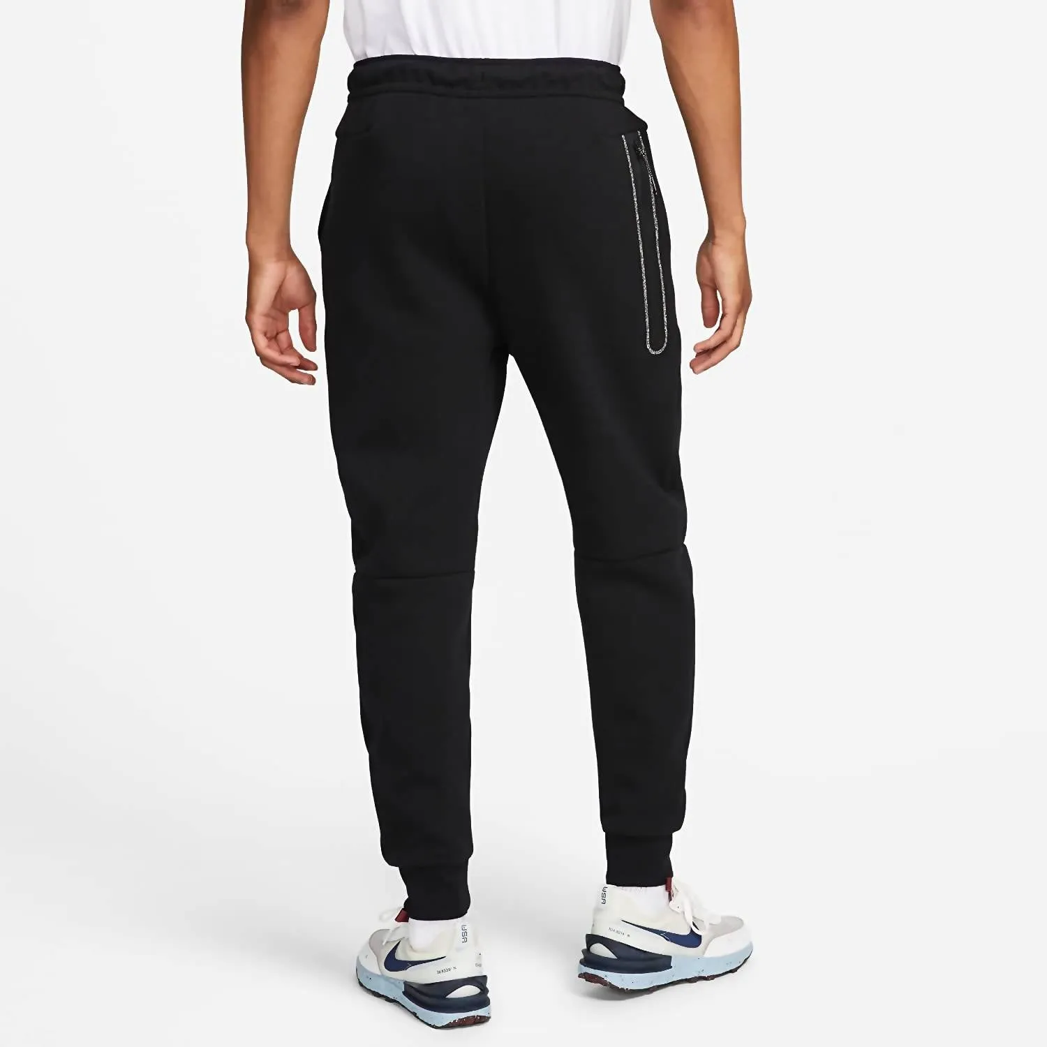 Herren Revival Tech schwarze Fleece Jogginghose mit Kordelzug