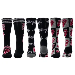 Herren 3 Paar The Rolling Stones College Assortierte Crew-Socken in Schwarz/Schwarz/Grau