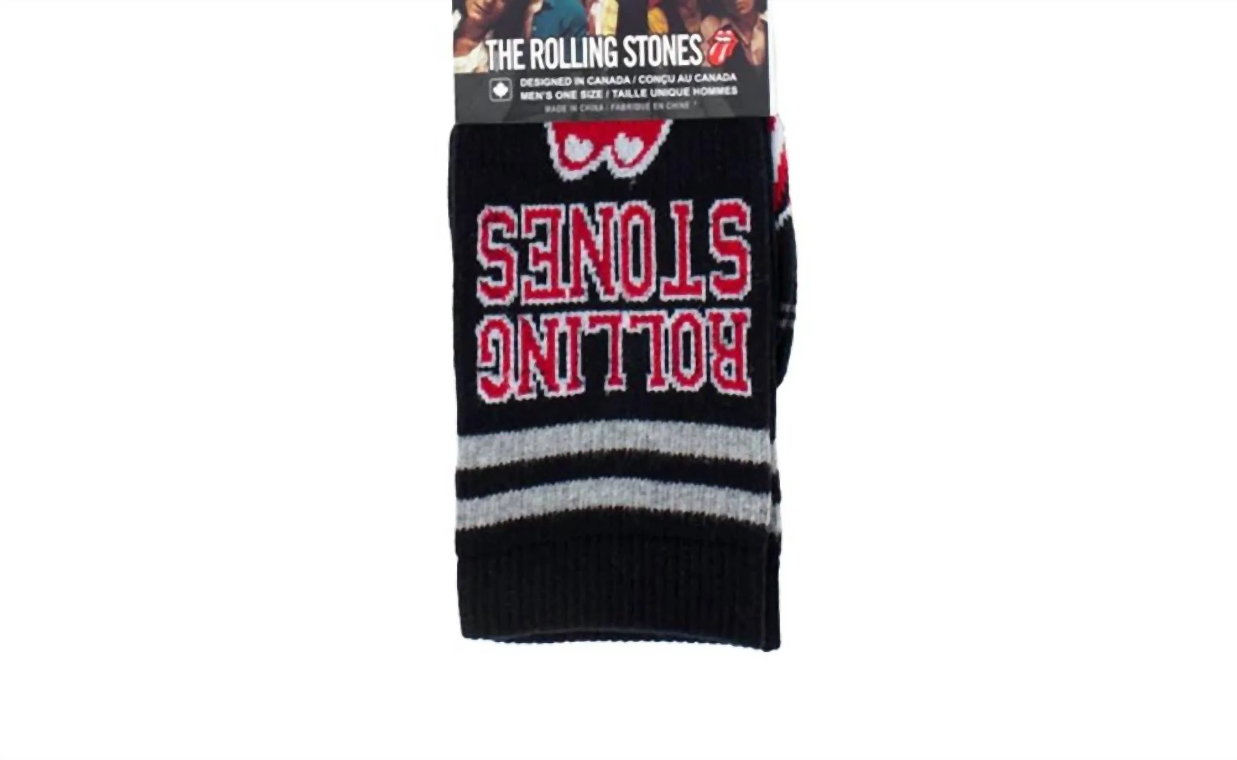 Herren 3 Paar The Rolling Stones College Assortierte Crew-Socken in Schwarz/Schwarz/Grau