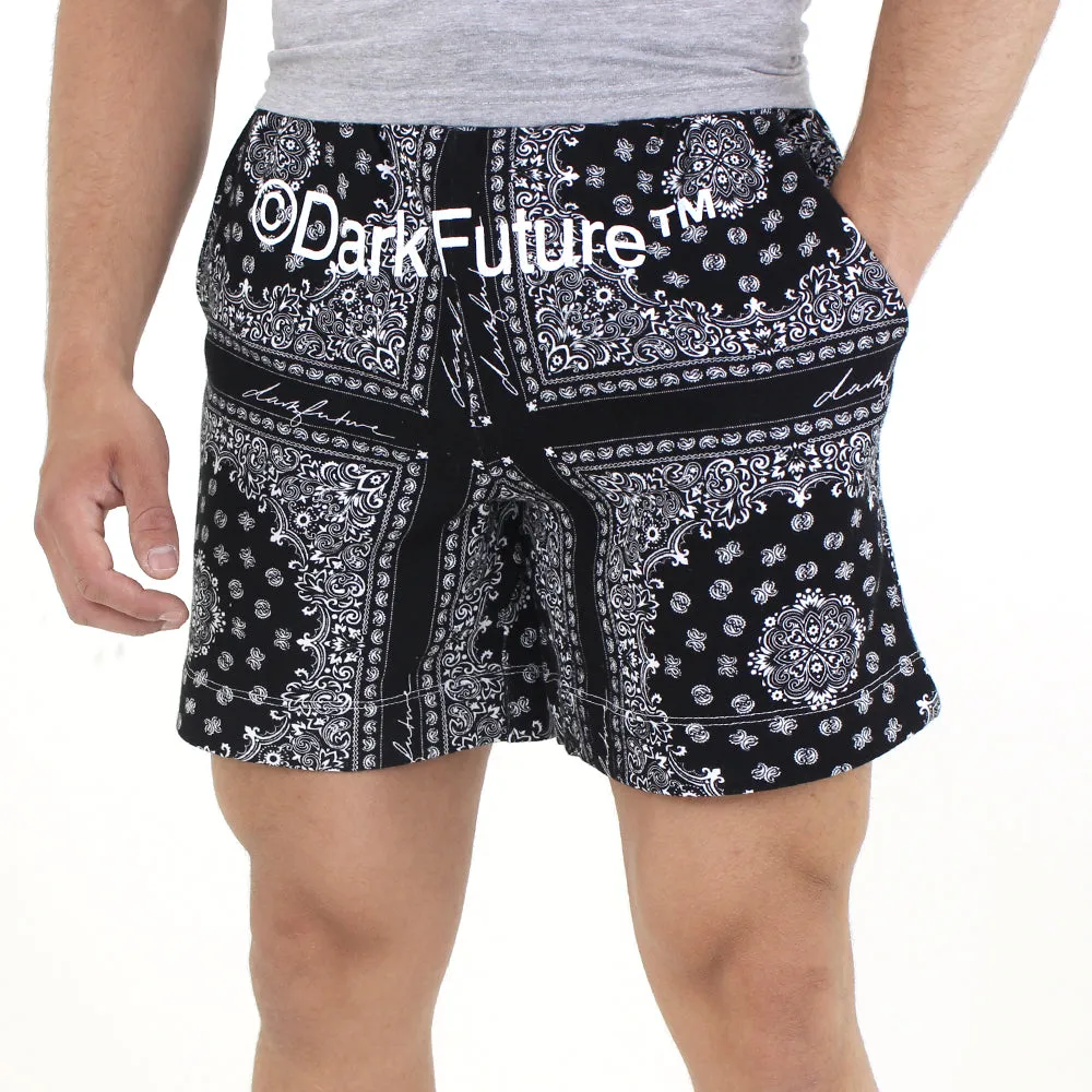 Herren Kurze Hose aus Baumwolle mit Allover-Print, Schwarz