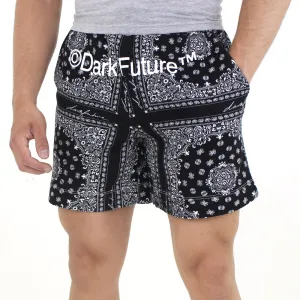 Herren Kurze Hose aus Baumwolle mit Allover-Print, Schwarz