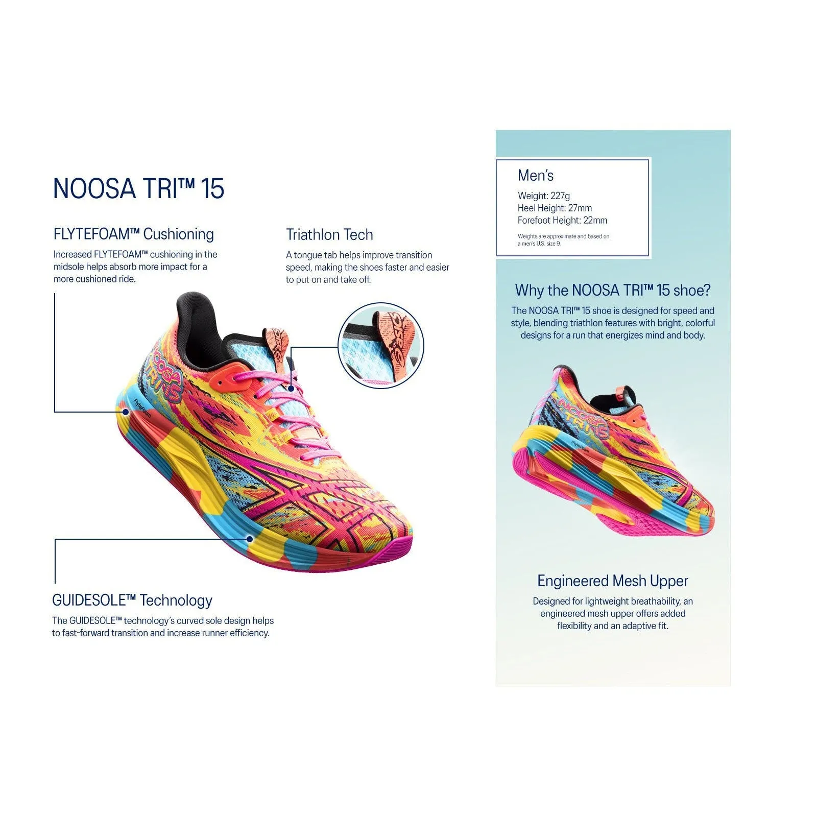Herren Asics Noosa Tri 15 Wasserscape/ Elektrisches Blau
