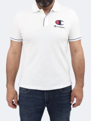 Herren Polo-Shirt mit gesticktem Markenlogo, Weiß