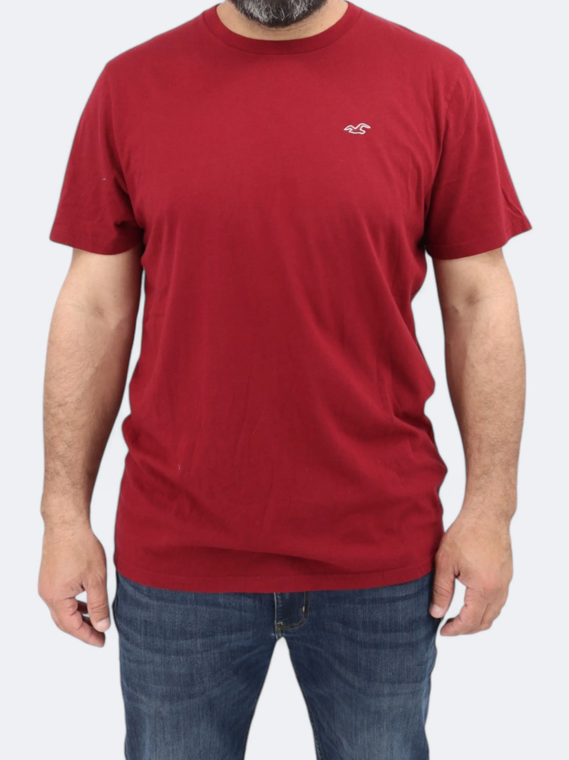 Herren T-Shirt mit aufgesticktem Markenlogo, Burgunderrot
