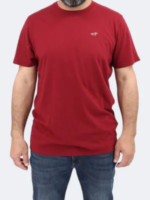 Herren T-Shirt mit aufgesticktem Markenlogo, Burgunderrot