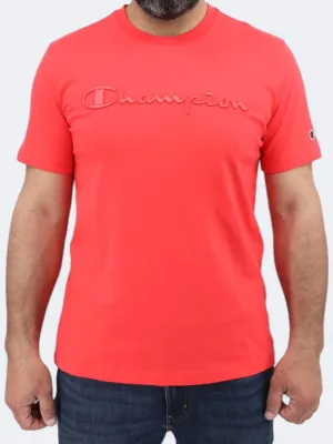 Herren T-Shirt mit gesticktem Markenlogo, Rot