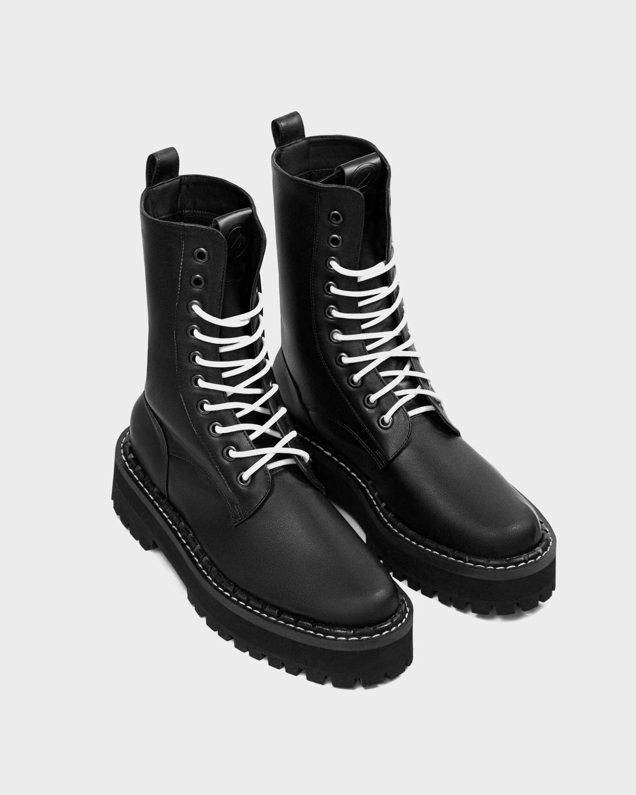 Herren Combat Workers Desserto® Kaktusleder Vegane Stiefel | Schwarz