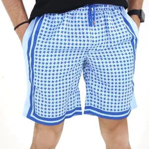 Herren Kurzshort mit elastischem Bund und Druck, Blau