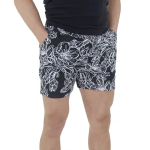 Herren Kurzshorts mit Blumenmuster aus Baumwolle, Schwarz
