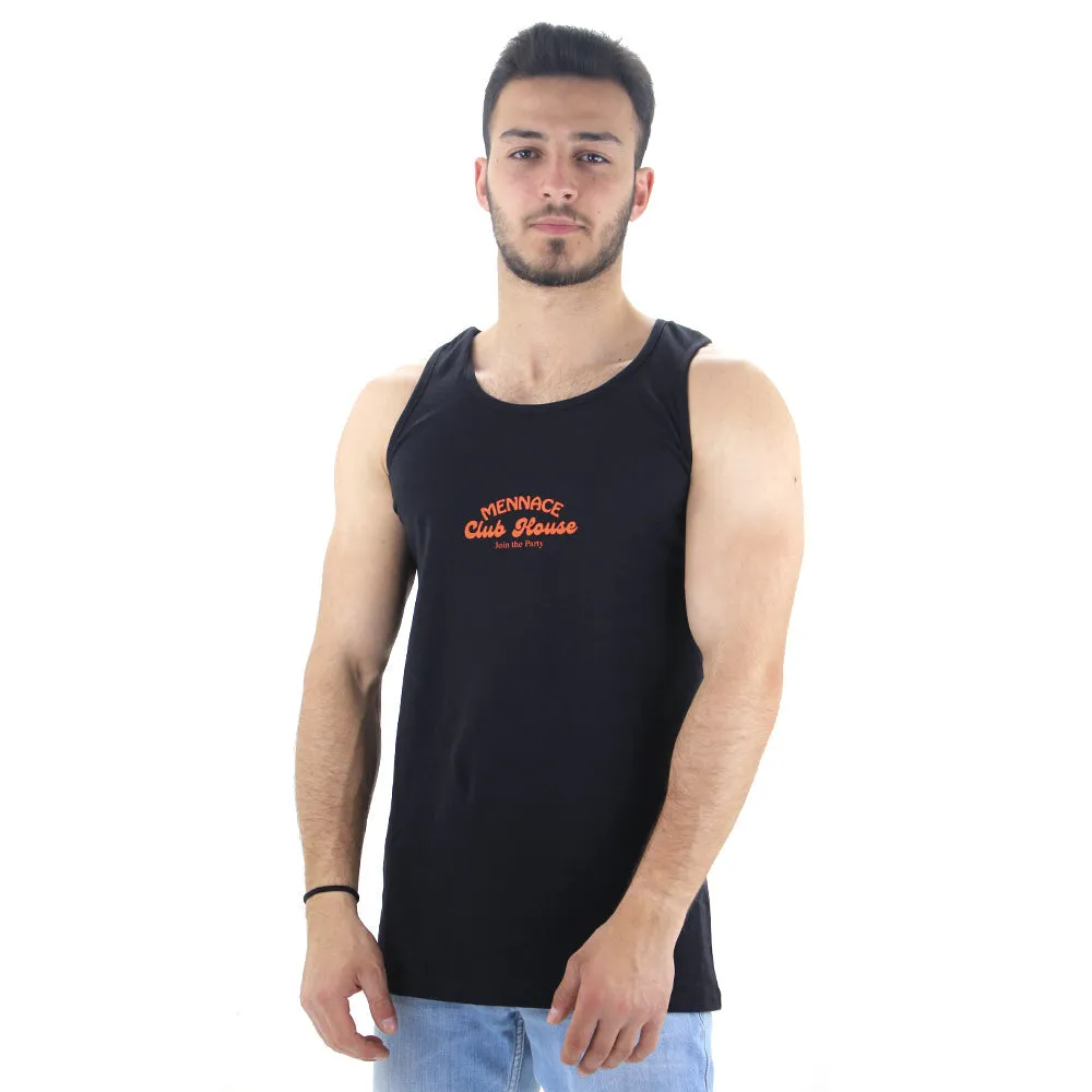 Herren Grafik Rücken Tanktop, Schwarz