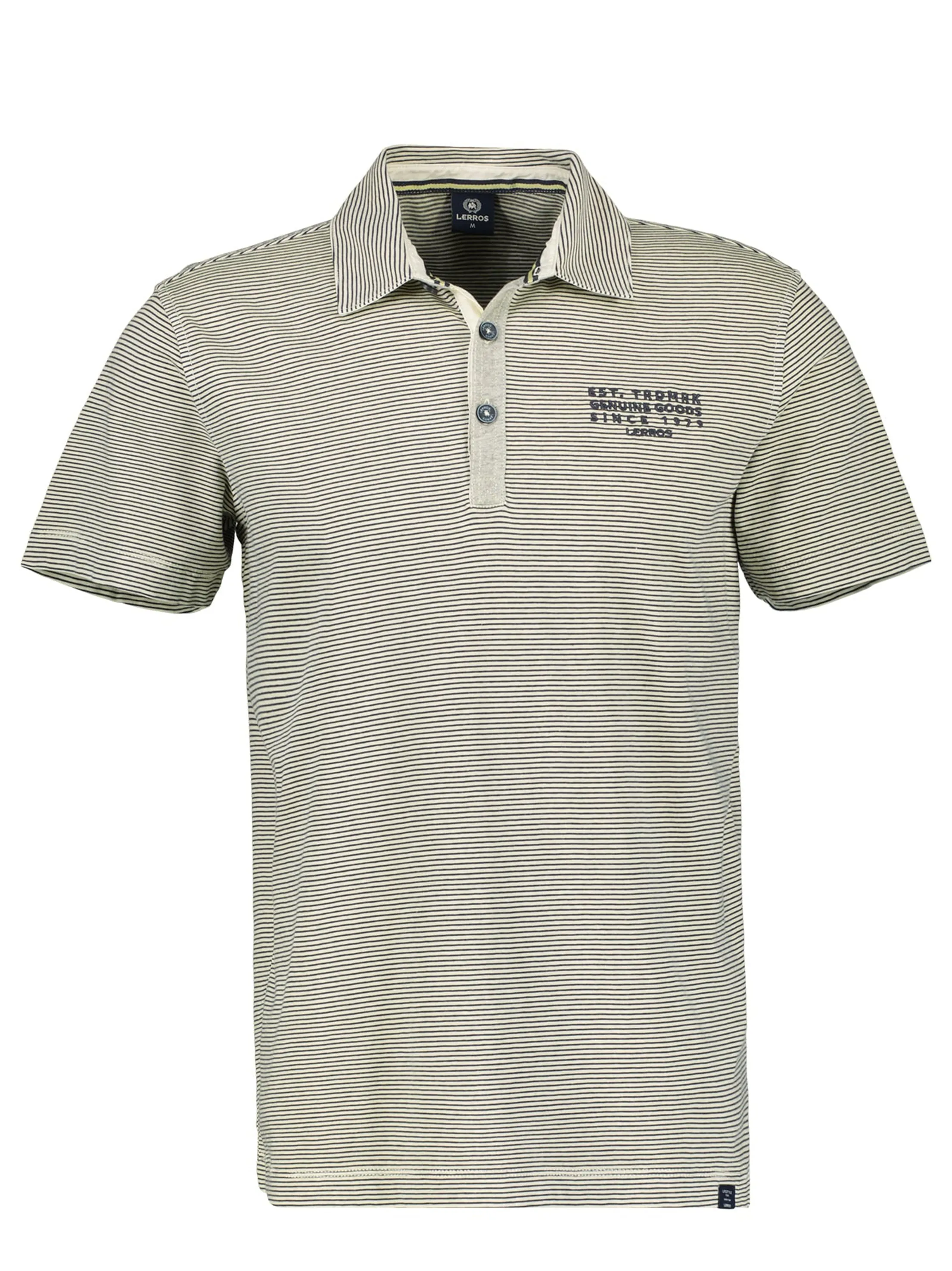 Herren Henley-Shirt mit grafischer Stickerei und Streifen, Beige