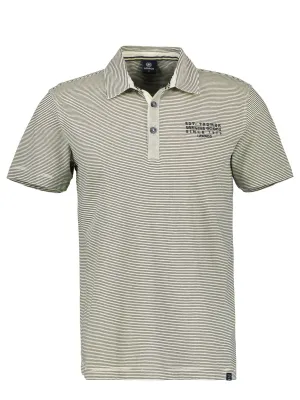 Herren Henley-Shirt mit grafischer Stickerei und Streifen, Beige