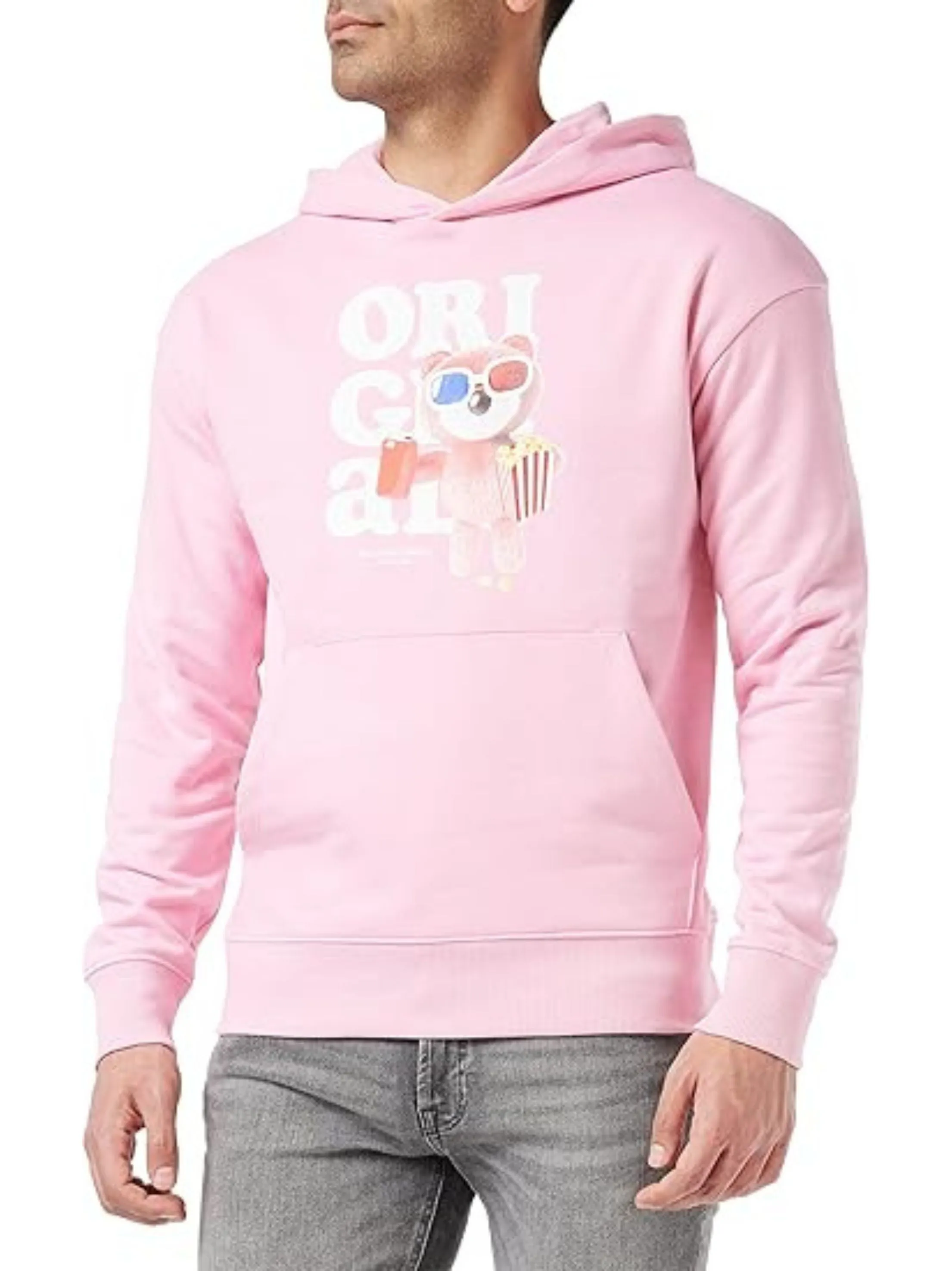 Herren Kapuzenpullover mit Druck, Rosa