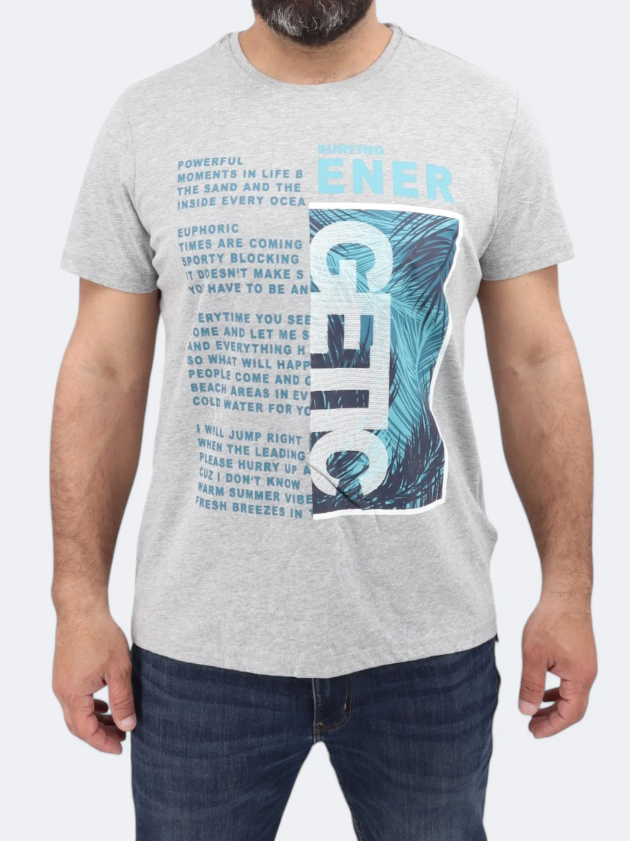 Herren T-Shirt mit Grafikdruck, Grau