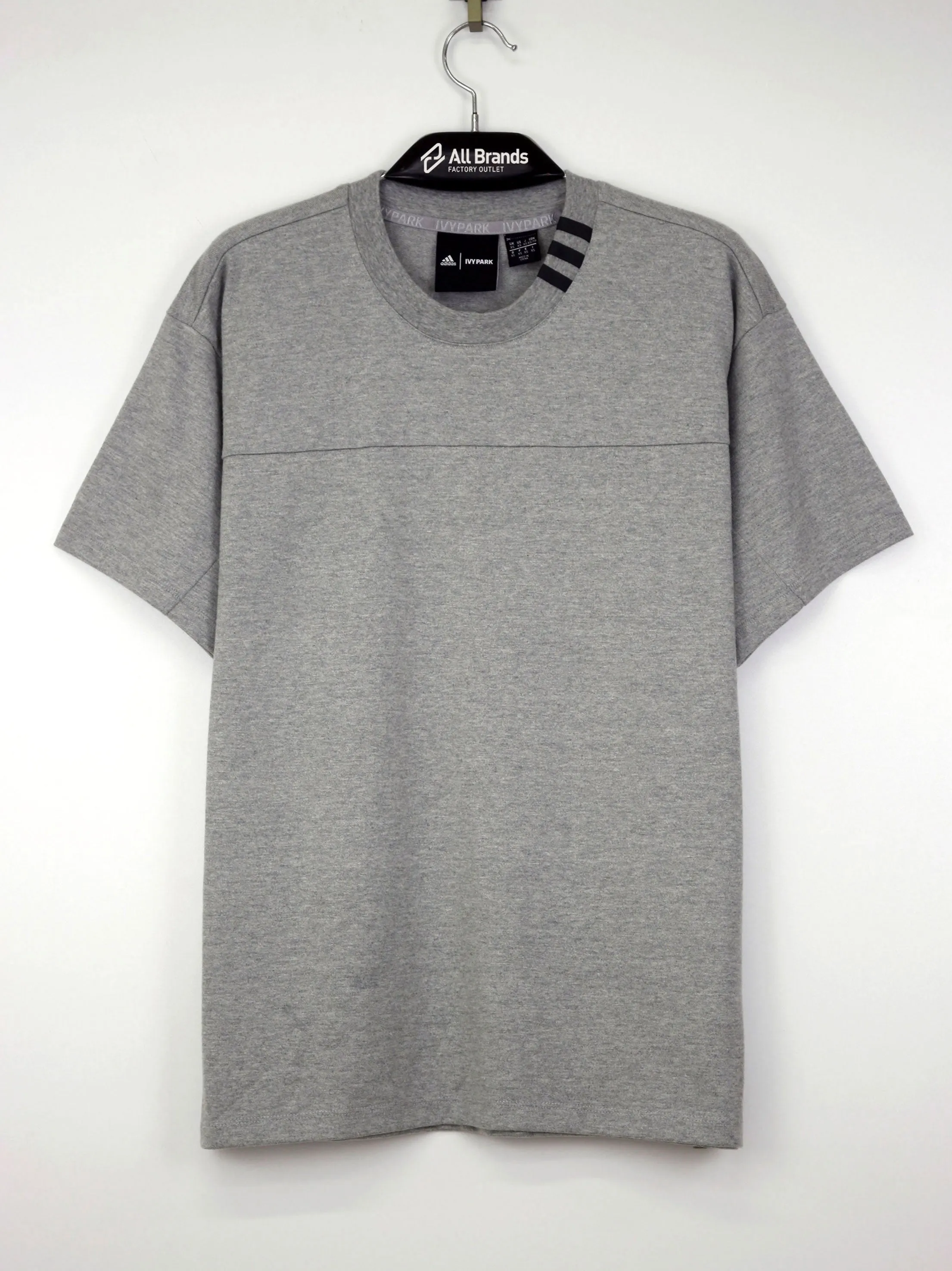 Herren Übergroßes T-Shirt mit 3 Streifen, Grau