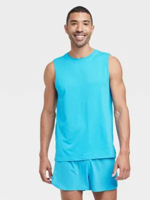 Herren einfaches ärmelloses T-Shirt, Blau