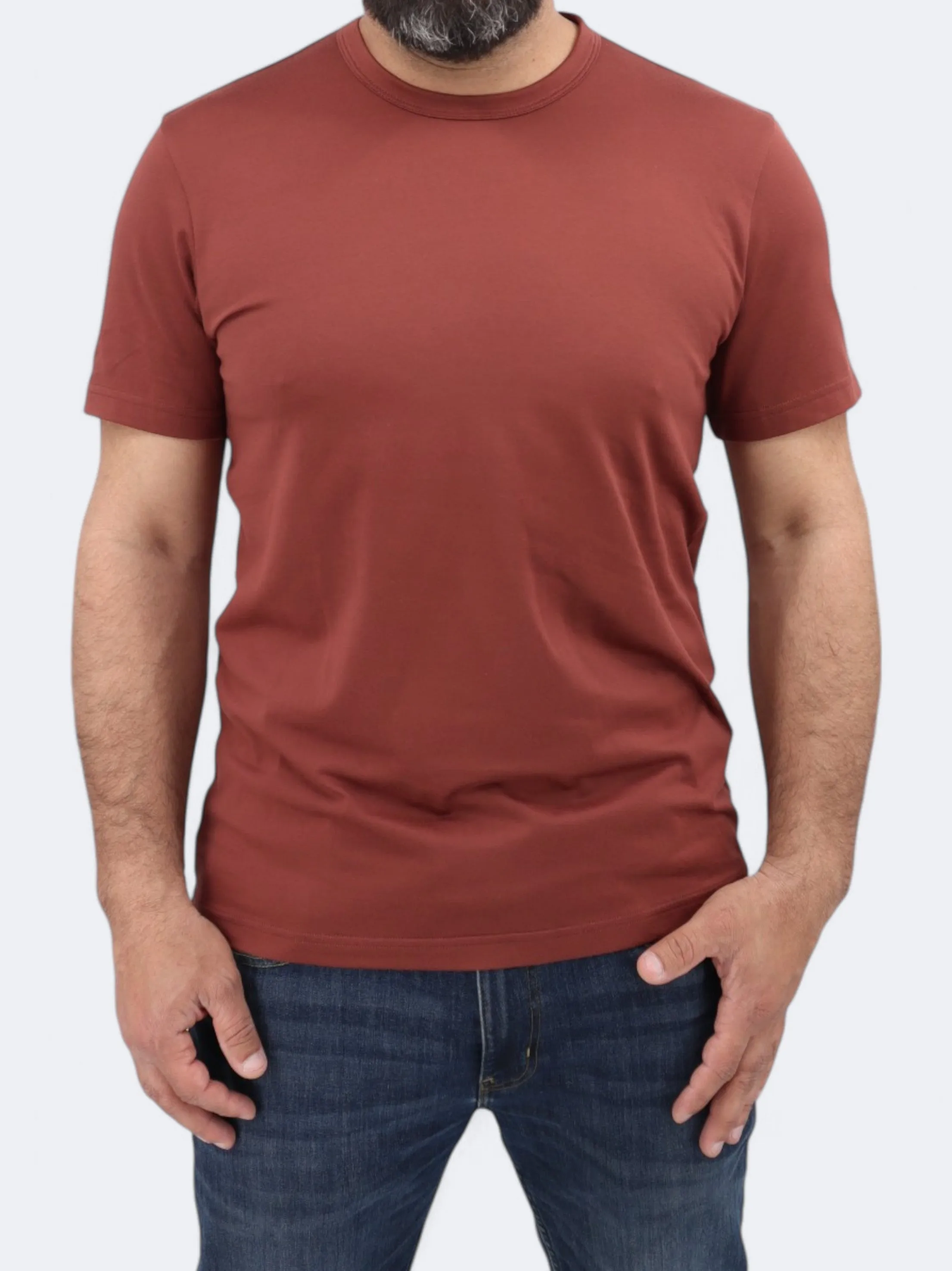 Herren Basic T-Shirt, Kastanienbraun