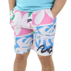 Herren Kurzshorts mit Druck und Schnallenverschluss, Weiß