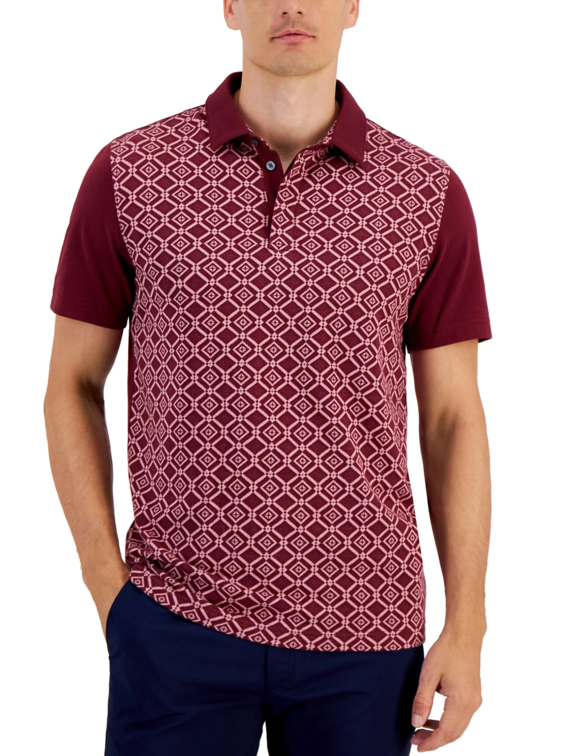 Herren Polo-Shirt mit Druck, Burgunderrot