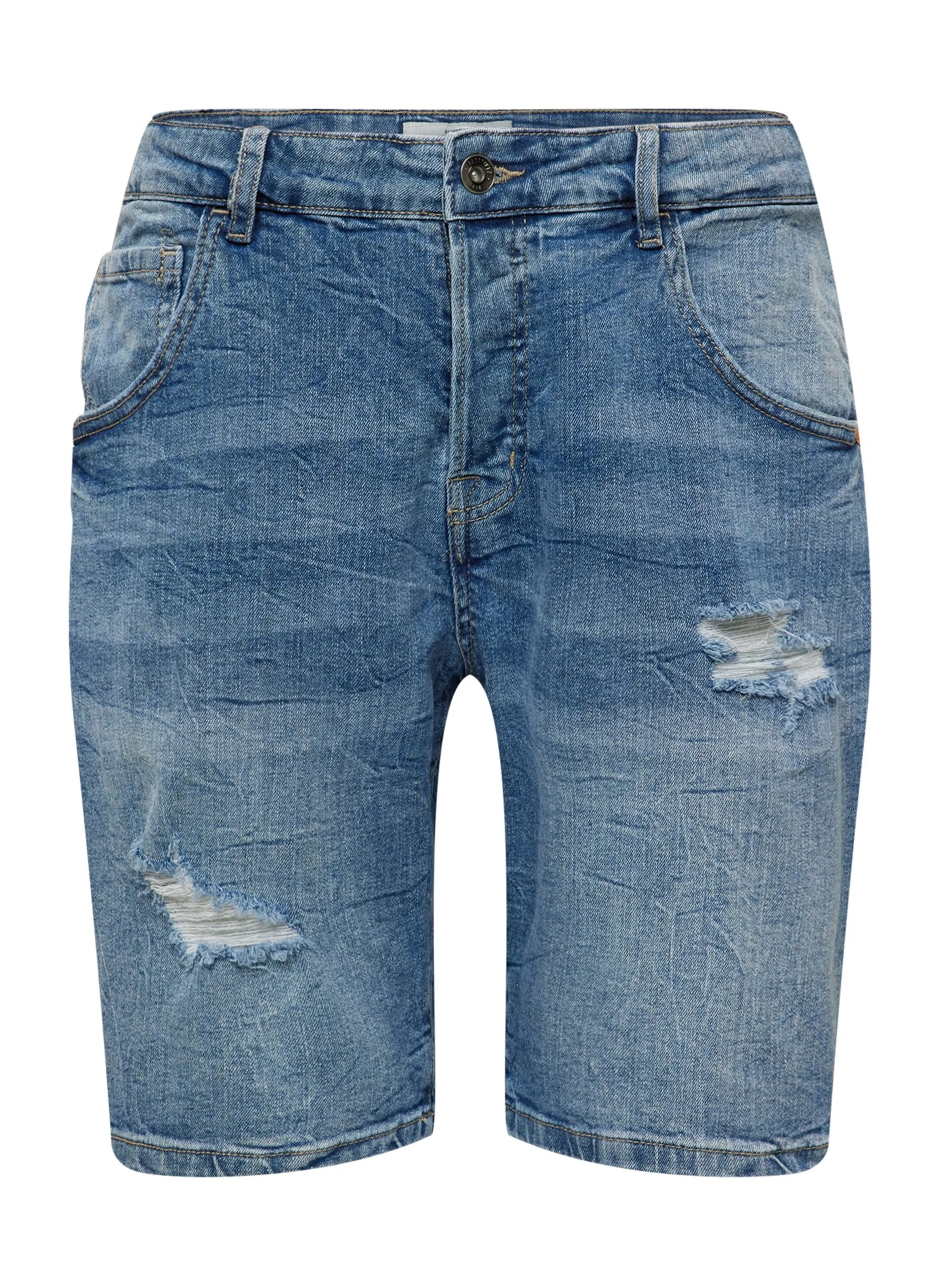 Herren Ripped Washed Denim Shorts, Blau