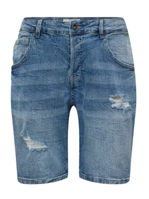 Herren Ripped Washed Denim Shorts, Blau