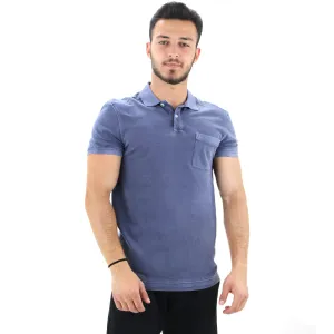 Herren Polohemd mit seitlicher Tasche, Marineblau