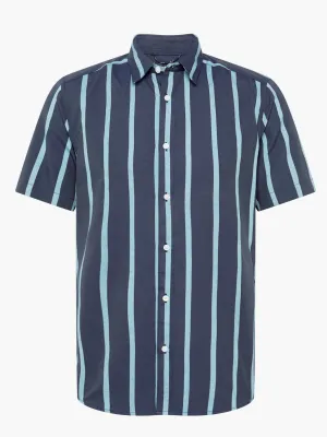Herren gestreiftes Hemd, Marineblau