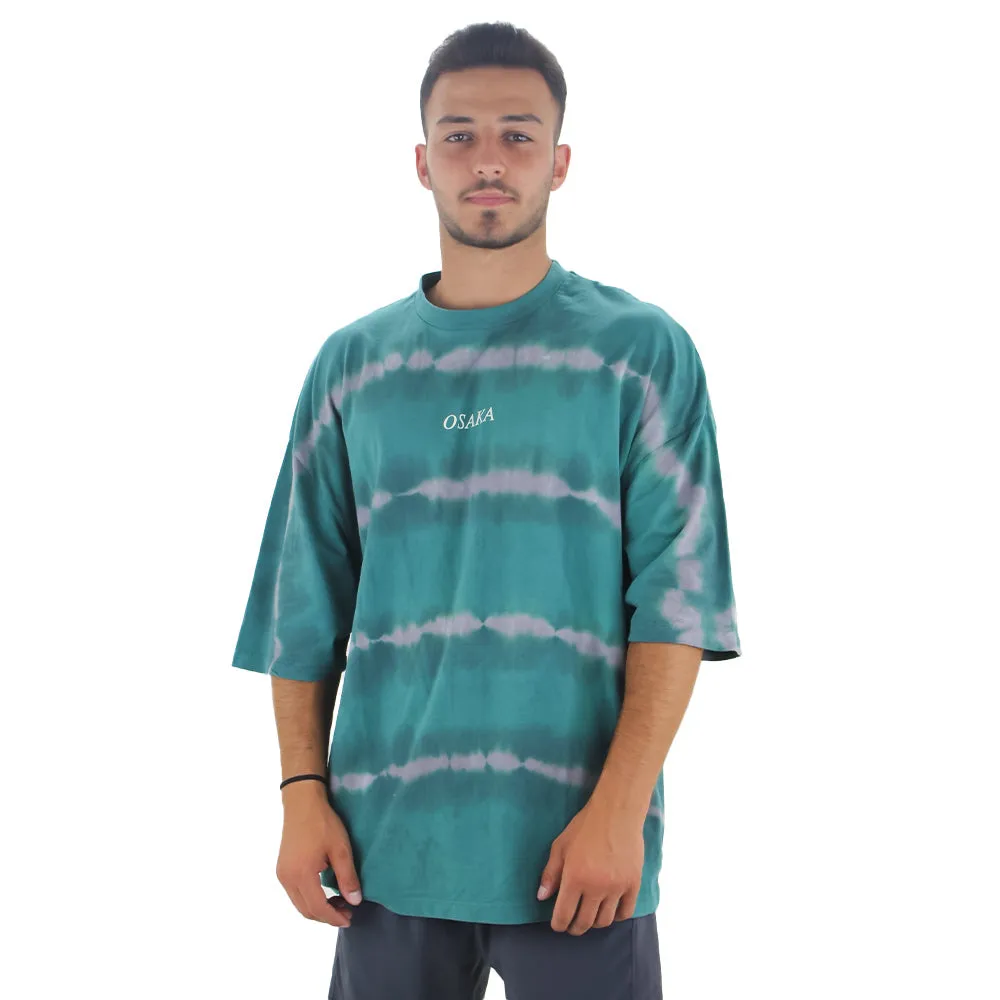 Herren Übergroßes Tie-Dye Baumwoll-T-Shirt, Grün