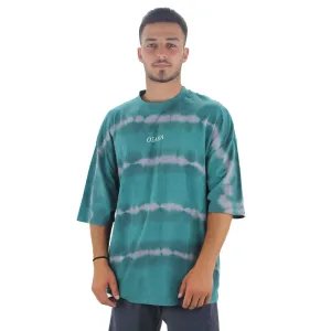 Herren Übergroßes Tie-Dye Baumwoll-T-Shirt, Grün