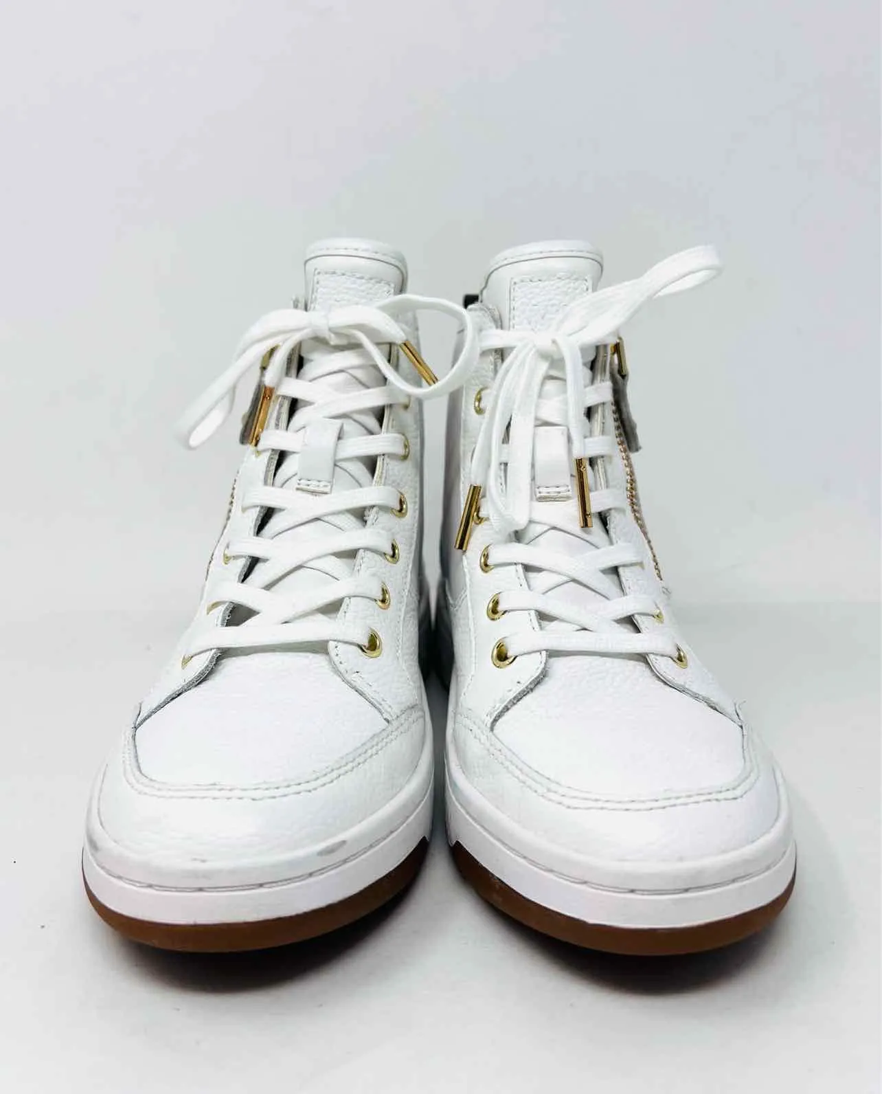 Michael Kors Schnürschuhe aus Leder in Größe 5, Weiß/Braun/Gold