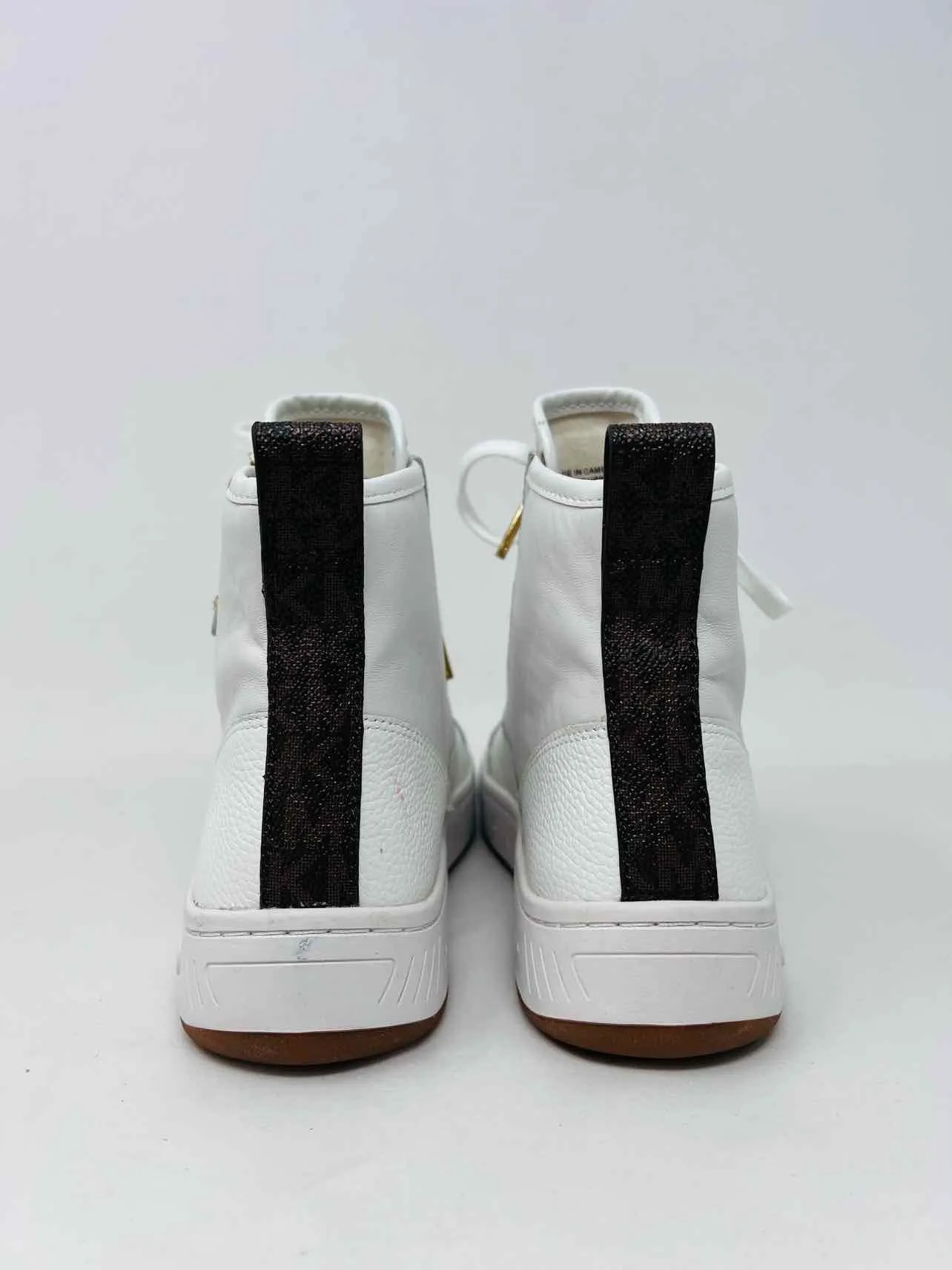 Michael Kors Schnürschuhe aus Leder in Größe 5, Weiß/Braun/Gold