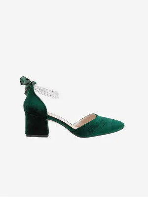 Miranda Vegan Wildleder Perlen Absatzschuhe | Smaragdgrün