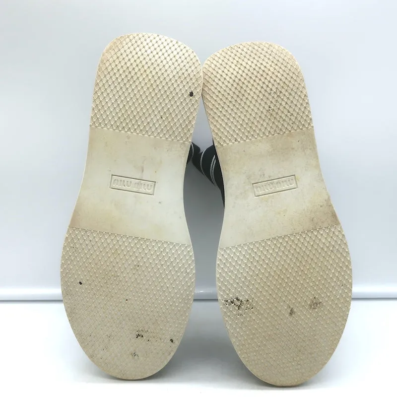 Miu Miu Logo Socken-Sneakers Schwarz Dehnbare Strickware Größe 38