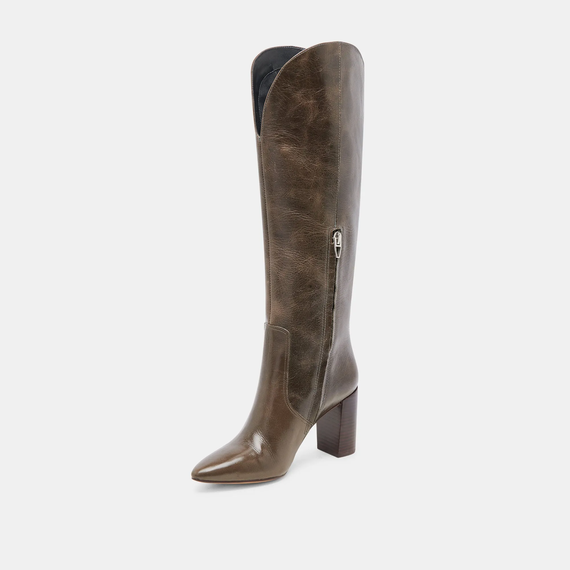 NEDI STIEFEL DUNKELOLIV LEDER