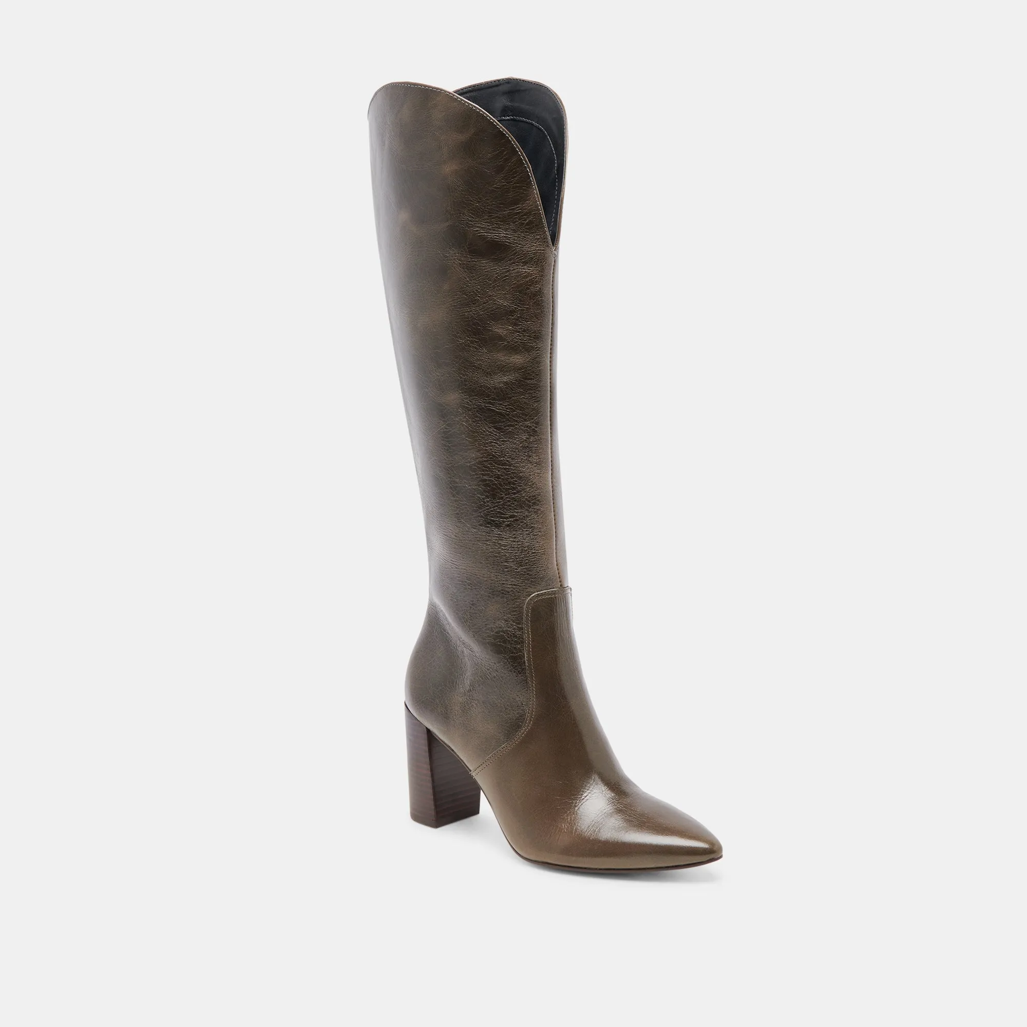 NEDI STIEFEL DUNKELOLIV LEDER