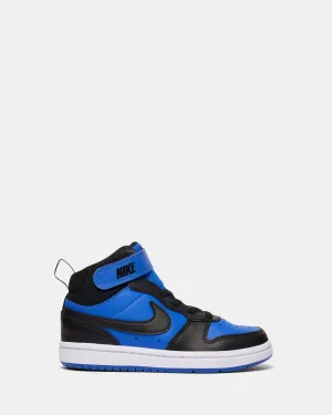 Nike Kinder-Schuhe Court Borough Mid 2 Grundschule Spiel Royal/Schwarz/Weiß