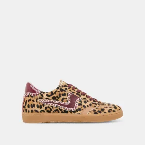 HINWEIS STITCH SNEAKERS BURGUNDER LEOPARD KALBSHAAR