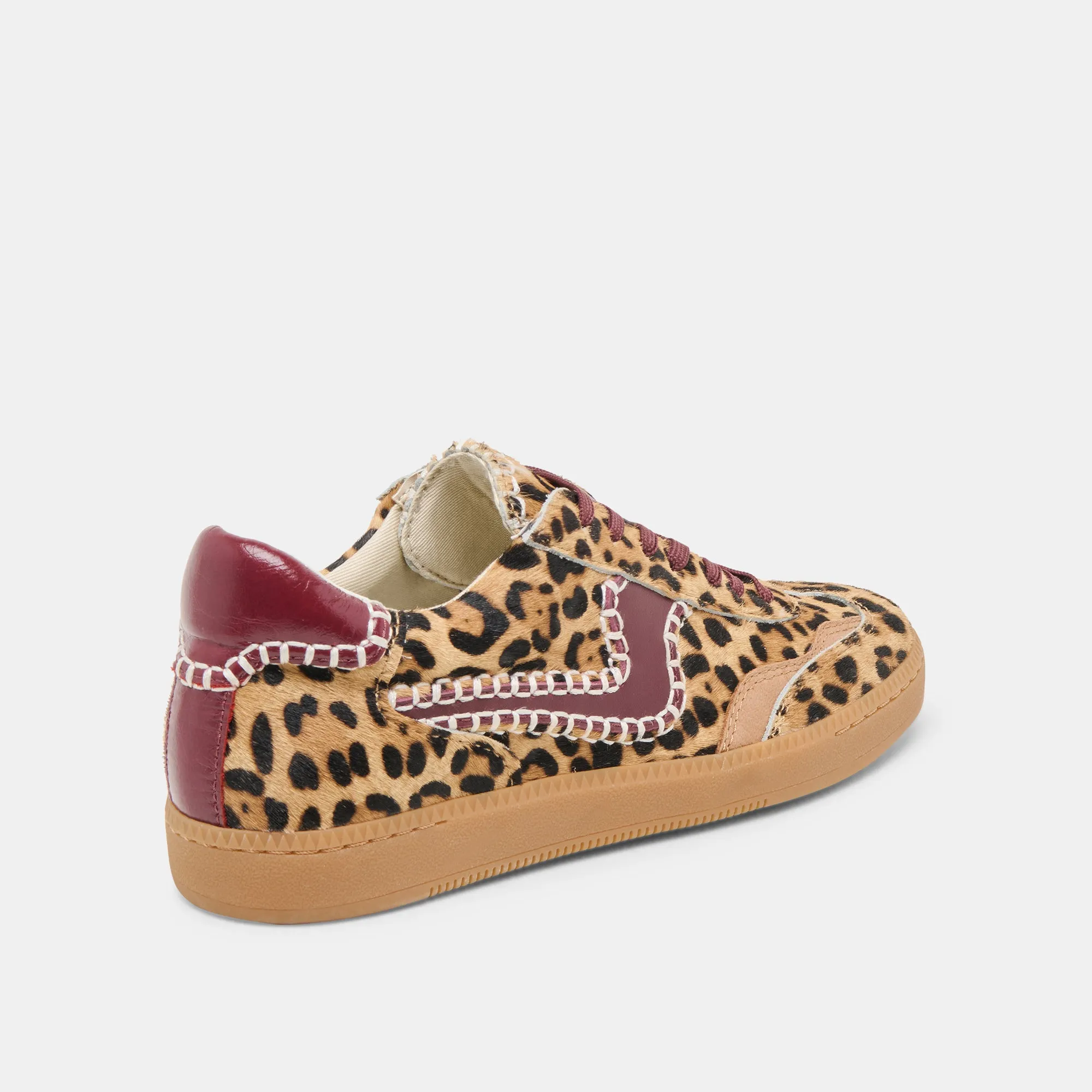 HINWEIS STITCH SNEAKERS BURGUNDER LEOPARD KALBSHAAR