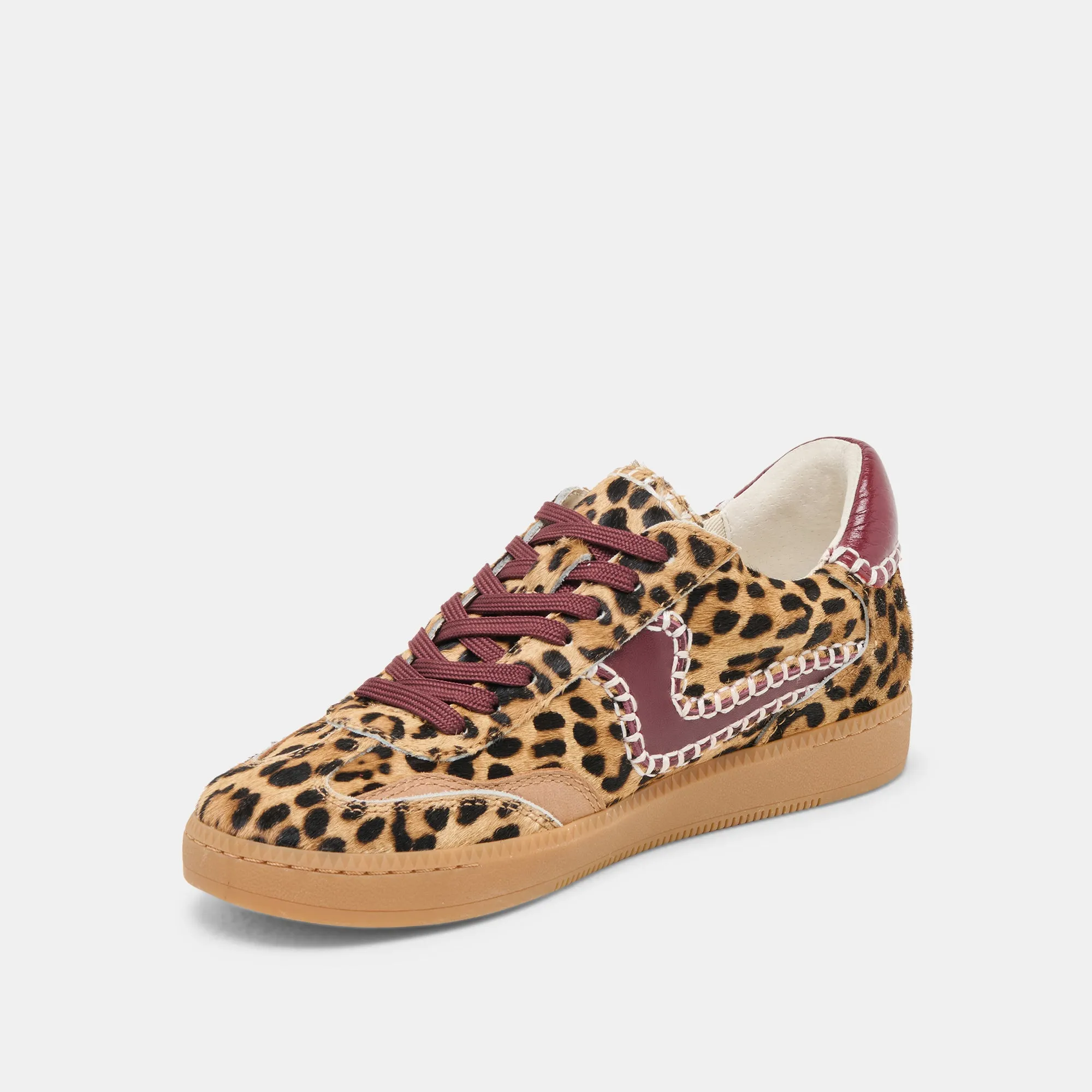 HINWEIS STITCH SNEAKERS BURGUNDER LEOPARD KALBSHAAR